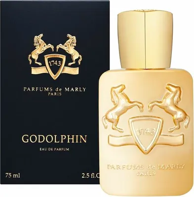 A product shot of a perfume bottle and its box, presented side-by-side against a white background.
