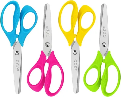 Image de Ciseaux gauchers CCR pour enfants, Ciseaux de sécurité émoussés, 13 cm, 4 pièces