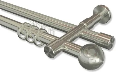 Produktbild von Interdeco Rundrohr-Innenlaufstange, Gardinenstange (Kombination) Edelstahl-Optik Modell Prestige Luino, 20 mm Ø 2-läufig, 140 cm
