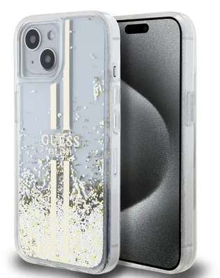 Immagine prodotto di Guess Guhcp15Mlfcsegt Iphone 15 Plus /14 Plus 6.7 Custodia rigida trasparente Liquid Glitter Gold Stripes