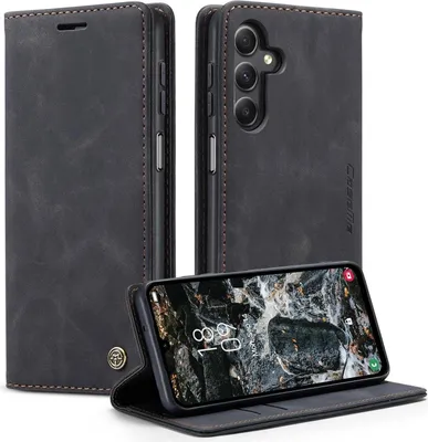 Produktbild von Samsung Galaxy A25 5G Handyhülle - Premium Leder Klapphülle Schwarz