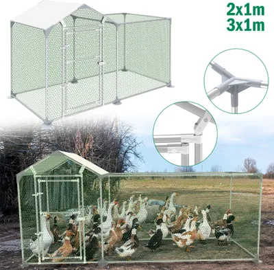 Obrázok produktu pre ACXIN Voľný výbeh Kurník Kurník Pozinkovaný oceľový rám Kurník Voľný výbeh s zámkom pre kurčatá a malé zvieratá 3x1x1,5m