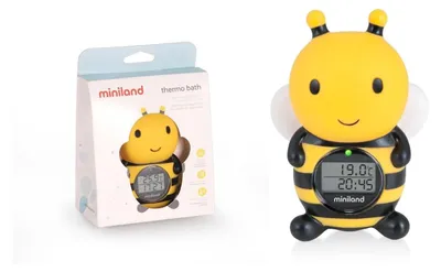Productafbeelding van Badthermometer waterthermometer - Bijenvormig - Digitale klok en timer - Veelkleurig