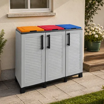 Immagine prodotto di Apix - Pattumiera, 102x37x90h cm Grigio Chiaro, Capacità 330 (110 per Sacco)  Italy