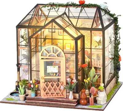Produktbild von Cathys Blumenhaus – Miniaturhaus zum Selberbauen | Holz + LED | Modellbausatz | Für Erwachsene und Frauen