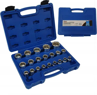 Produktbild von Satz 1/2" 8-36Mm 12-Winkel Keilwellenmuttern 21 Stück Silber