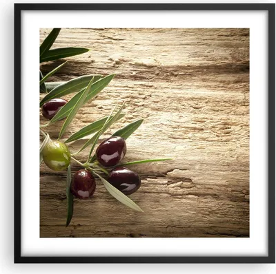 Produktbild von Gerahmtes Poster - Schwarzer Rahmen - Oliv italien aroma diät - 50x50 cm - Wand Bild - Wanddeko - Wandbilder - Wandposter - Bilderrahmen - Bilder - Kunstdruck - Wandbild - P2BAC50x50-2420