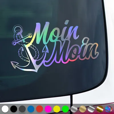 Produktbild von PantherPixel Moin Moin Aufkleber Anker Nordsee Ostsee Küste Sticker Auto Geschenkidee Farbe Oilslick-Hologramm