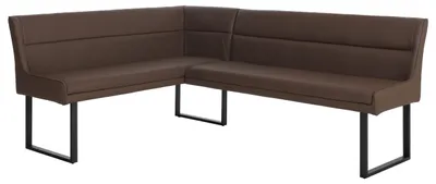 Produktbild von Eckbank HWC-O81, Esszimmerbank Bank, Kunstleder Metall 158x209cm braun