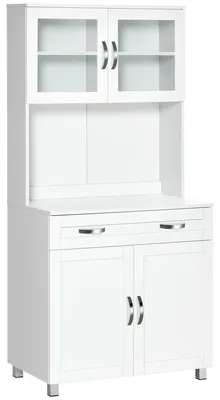 Immagine prodotto di Mobile Dispensa da Cucina 80x48x170 cm con Ante in Vetro Bianco