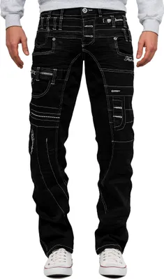 Produktbild von Kosmo Lupo Herren Regular Fit Jeans Mid Waist KM020-1 Black W32/L32