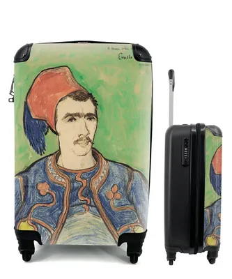 Produktbild von MuchoWow® Koffer Handgepäck Trolley Rollkoffer Kleine Reisekoffer mit 4 Rollen - Der Zouave - Vincent van Gogh - Cabin Size < 55x40x23 cm & 55x40x20 cm - Fotokoffer - Kabinenkoffer - Boardgepäck - Reise-Box - Reisekoffer - Reisegepäck - Koffer mit Bild - Trolley für Kinder