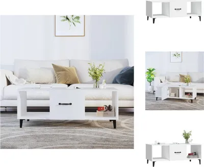 Image de vidaXL Table basse blanche 102x50x40 cm Bois composite - Tables basses