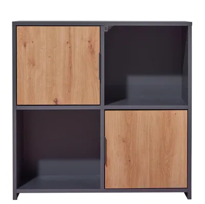 Zdjęcie produktu dla Pepeto regał 2 drzwi, 2 półki szary, Artisan dąb dekor.