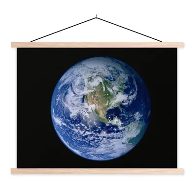 Produktbild von MuchoWow® Textilposter Satellitenbild der Erde mit Wolken 60x45 cm mit holzfarbenen Rahmen - Bild