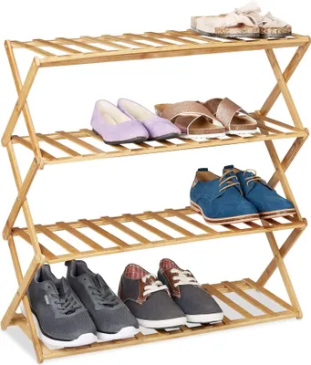 Image de Étagère à chaussures pliable en bambou
