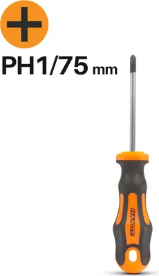 Produktbild von Kreuzschlitzschraubendreher PH1 - Kreuzschlitzschraubendreher 75 mm - Chrom-Vanadium-Stahl - rutschfester Griff - Aufhängeöse [10523].