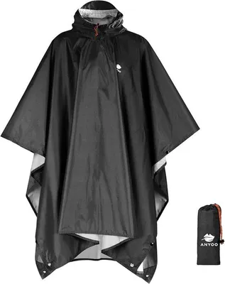 Produktbild von Famanu Regenponcho wasserdicht, atmungsaktiv, multifunktional - Schwarz