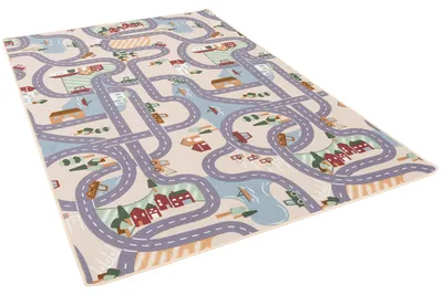 Produktbild von Kinder und Spielteppiche | Große Auswahl an Straßenteppichen | Pflegeleicht und Strapazierfähig, Größe:80x160 cm, Design:Fun Town Beige