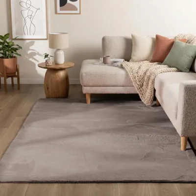 Produktbild von Flycarpets Hochflor Teppich Taupe Wohnzimmer Flauschig Fellteppich Kunstfell Plüsch Shaggy Weich Fellimitat  Grösse  240 X 340