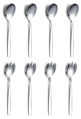 Salatbesteck-Set, 8-teilig, Edelstahl, silber, 19,5 cm