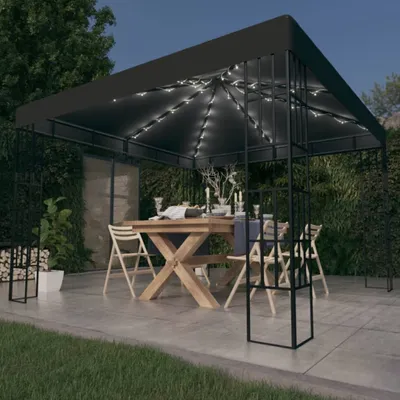 Produktbild von Möbel Pavillon mit LED-Lichterkette 3x3 m Anthrazit - Pavillons & Partyzelte 3070322