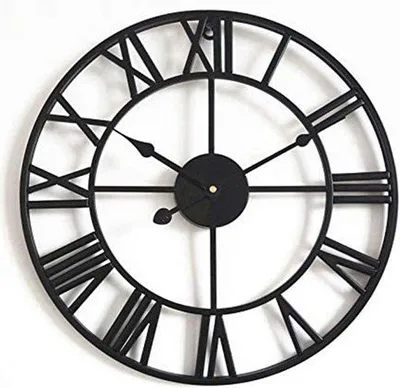 Image de Horloge murale vintage de style antique avec chiffres romains, sans tic-tac, en métal – Décoration d'intérieur pour le salon, la cuisine, un café, un hôtel ou un bureau – 40 cm
