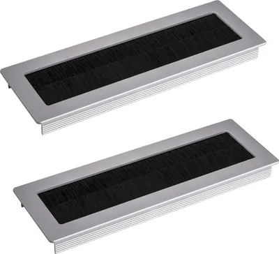 Produktbild von 2 x Kabeldurchlass Kabeldurchführung Toledo aus Aluminium silber eloxiert 20 x 7 cm Einbaumaß: 19 x 6 x 1,6 cm