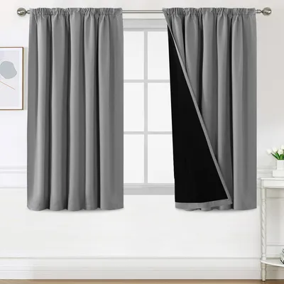 Verdunkelungsvorhänge 2er-Set 140x145 cm, grau, Polyester