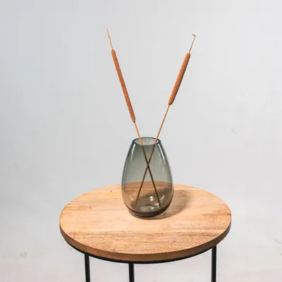 Produktbild von Design Blumenvase aus Glas Lara Ø 12 x 18cm - smoke Tisch-Deko Kristallglas Glasvase