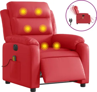 Image de Fauteuil de massage inclinable électrique rouge similicuir