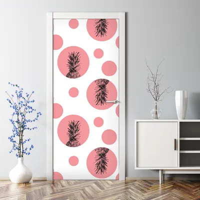 Produktbild von Dekorative Türtato Aufkleber selbstklebend Klebefolie Türposter Palmen in Pastelldreiecken 70 x 200 cm
