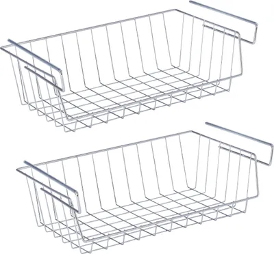 Produktbild von WENKO 2er Set Regal Einhängen Korb Hänge Regal Metall Schrank Küchen Ordnung Bad
