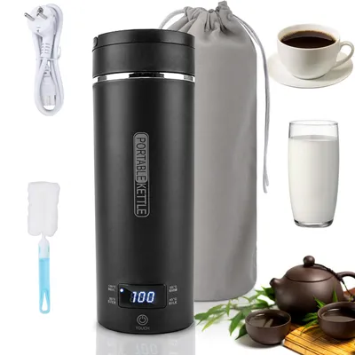 Produktbild von Reise Wasserkocher 500ML, 300W Elektrische Wassertasse, Schnellkoch-Teekanne-Heizbecher, Mini -Wasserkocher tragbar, automatisches Schließen