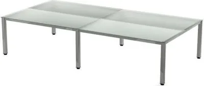 Produktbild von Mehrfacharbeitstisch Executive BxTxH 320x163x73cm Gestell verchromt Platte Glas satiniert.