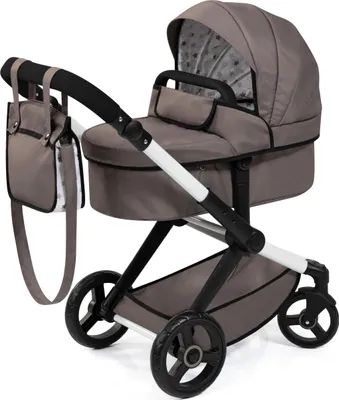 Image de Bayer Design 17086AB Poussette de poupée Xeo avec sac, poignée réglable en hauteur, guidon pivotant, transformable en jogging pour poupées, roues avant mobiles