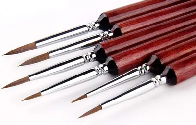 Produktbild von Detail-Pinsel-Set - Miniatur-Farbpinsel - 6 Stks - Geeignet für Acryl, Aquarell und Ölbildmalerei