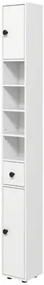 Imagen del producto de Armario de baño con 4 estantes y 1 cajón | Color: Blanco | Dimensiones: 20x20x180 cm