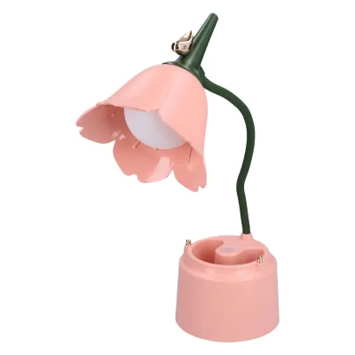 Zdjęcie produktu dla Lampka biurkowa w różowe kwiaty, Lampka biurkowa z uchwytem na długopis w różowe kwiaty, Różowa urocza lampka biurkowa, Lampka biurkowa z uchwytem na długopis w kwiaty, Różowa lampka biurkowa, Lampka biurkowa