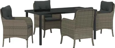 Image de Ensemble de salle à manger pour jardin 5 pcs Gris polyrotin