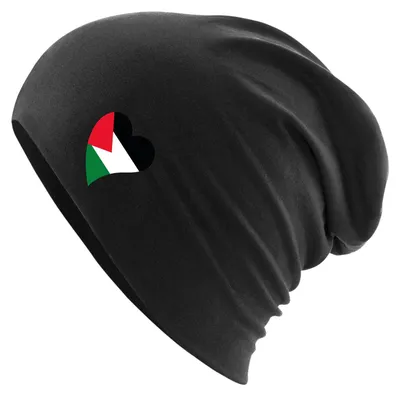 Produktbild von Huuraa Beanie Palästina Flagge Herz Black One Size Baumwolle und Elasthan Mütze Geschenkidee