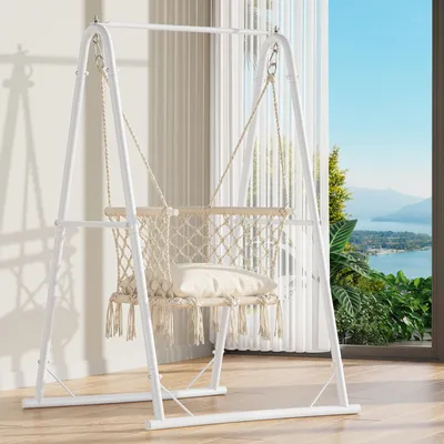 Zdjęcie produktu dla Fotel wiszący z stalową ramą i poduszką - nośność 150 kg