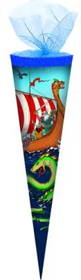 Produktbild von Schultüte / Zuckertüte / Länge: 35cm / rund / Tüllverschluss / "Wikinger"