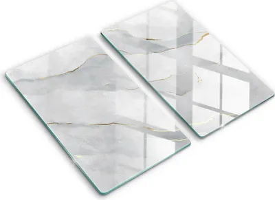 Produktbild von Glasschneideplatte - Herdabdeckplatte - 2x30x52 cm -Schneidebrett - Spritzschutz -Steinstruktur