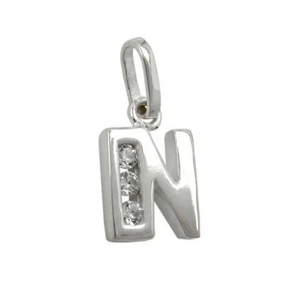 Produktbild von Anhänger 8x7mm Buchstabe N glänzend mit Zirkonias Silber 925 silber 8x7mm