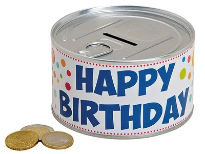 Produktbild von Spardose zum Geburtstag mit Konservenverschluss