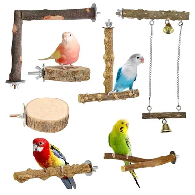 Immagine prodotto di Bastoncini naturali per uccelli, 7 pezzi in legno, giocattolo per uccelli e pappagalli