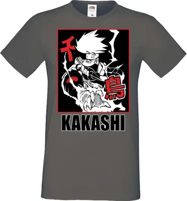 Produktbild von Herren T-Shirt Manga Anime Naruto Hatake Kakashi 04 Chidori, Man L / Dunkelngrau