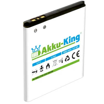 Produktbild von Akku-King 20108549, Akku, Schwarz, Weiß, Lithium-Ion (Li-Ion), 1500 mAh, 3,7 V, 5,55 Wh