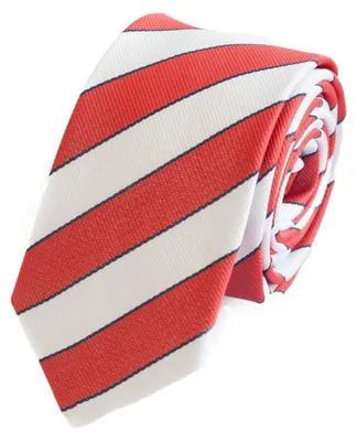 Produktbild von Fabio Farini - 1 Stück gestreifte Herren Krawatte - Tie mit Streifen in 6cm oder 8cm Breite Schmal (6cm), Signalrot/Weiß/Schwarz